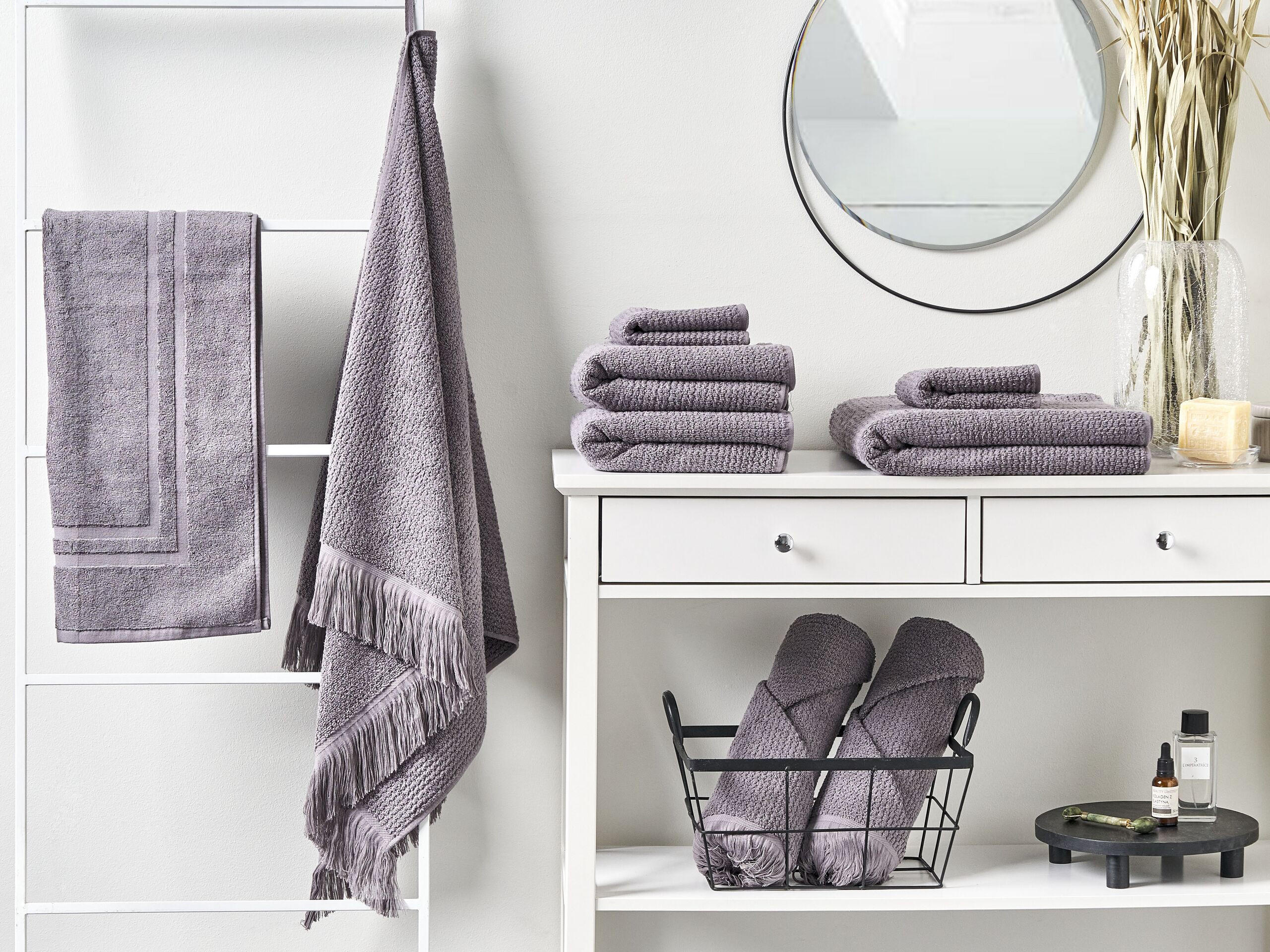 BADEHANDTUCH 9-teilig Grau Atiu - Grau, Textil (70/140cm) - Beliani
