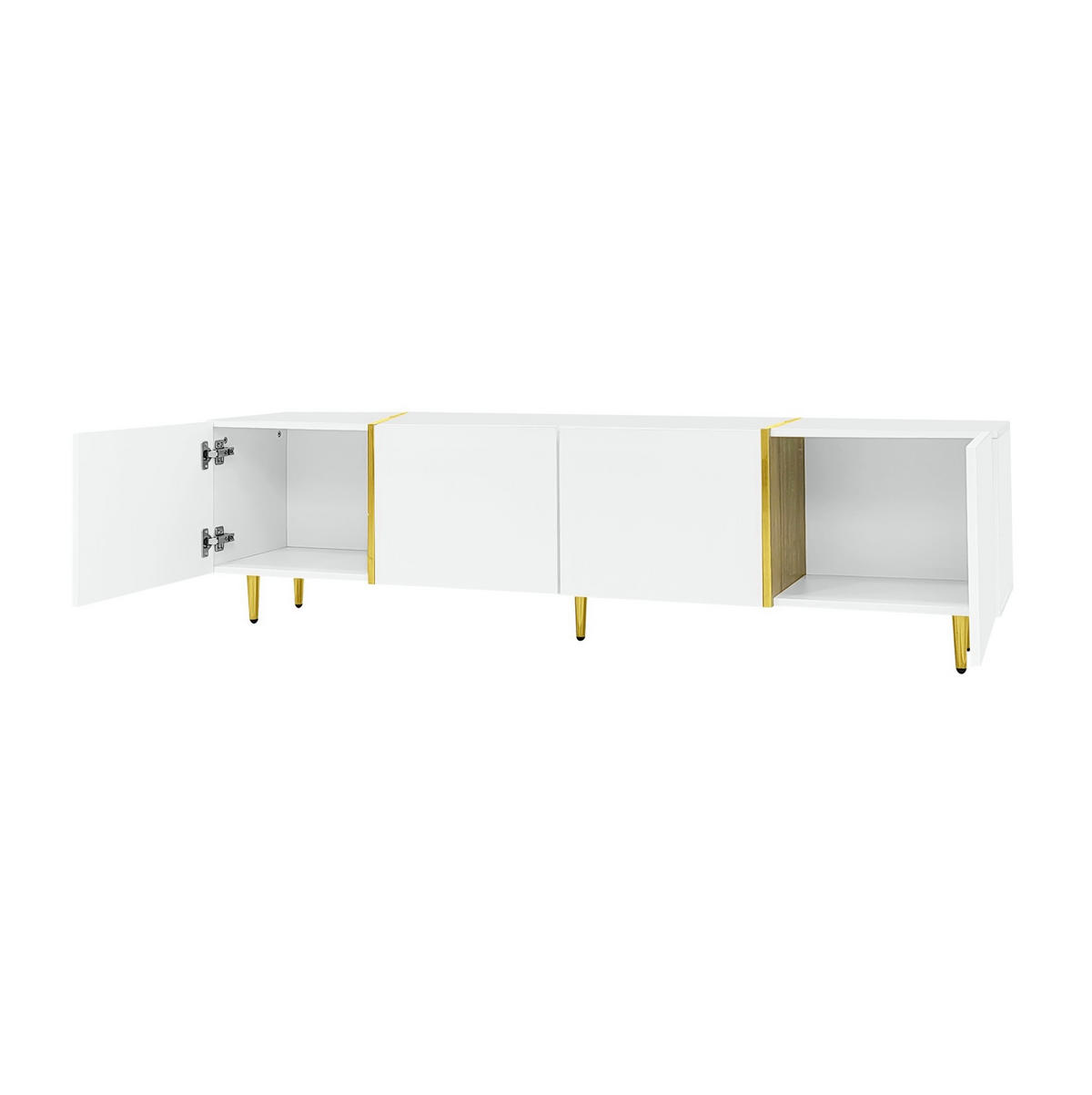 LOWBOARD 170/35/46 cm aus MDF mit Hochglanzfronten und 4 Türen Weiß - Weiß, Holzwerkstoff (170/46/35cm) - Modenvie