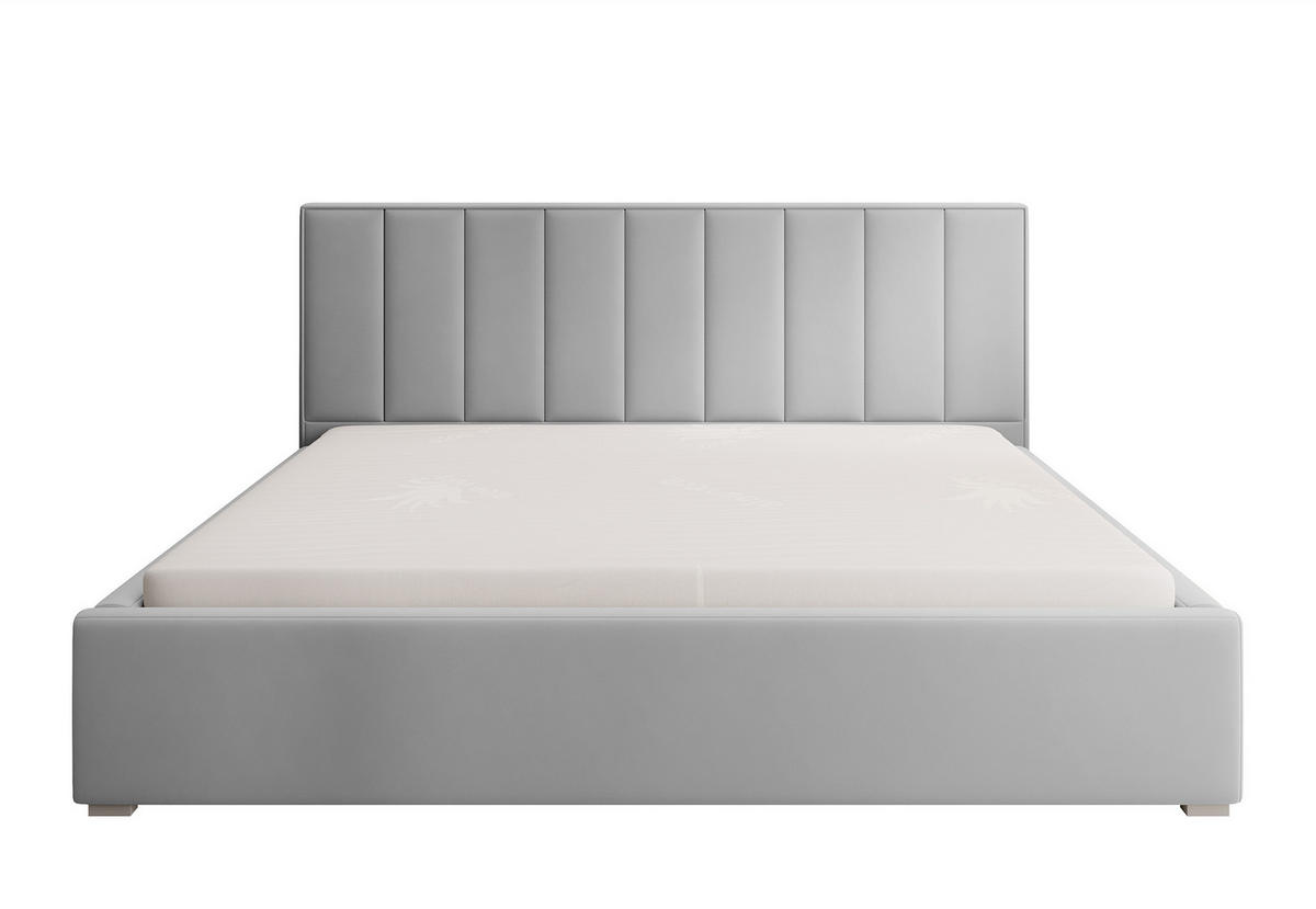 POLSTERBETT Rinus Hellgrau Plüsch mit Bettkasten 200 cm - Hellgrau, Textil (200/200cm) - Selsey