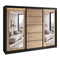 SCHWEBETÜRENSCHRANK BELANO 200 cm. Innenausstattung: Comfort plus - Schwarz/Braun, Holzwerkstoff (200/215/59.5cm) - A&J MöbelLand