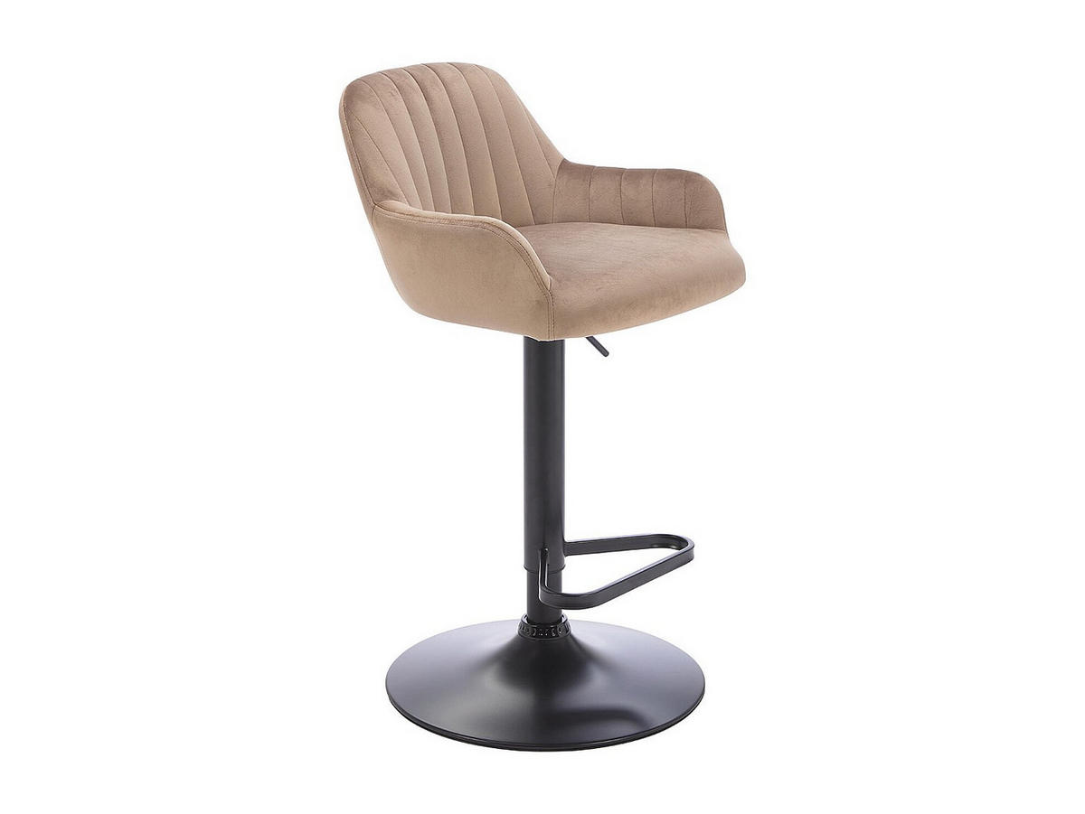 BARHOCKER - Samt & schwarzes Metall - Höhenverstellbar - Beige - ELEANA - Beige, Textil (47/106/49cm) - Vente-Unique