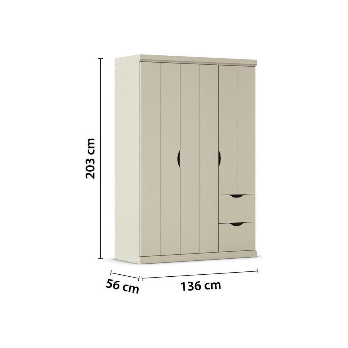 JUGENDZIMMER Frieda in Beige 5-teilig mit 3 türigem Kleiderschrank mit Schubkästen, 90er Jugendbett, Nachttisch, Schreibtisch mit Container - Beige, Holzwerkstoff (80/200/120cm)