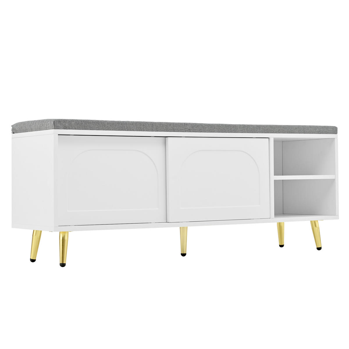 SCHUHBANK Schuhregal Sitzkissen Stauraum Weiß 121cm Modern - Weiß, Holzwerkstoff (121/49/35cm) - FLIEKS