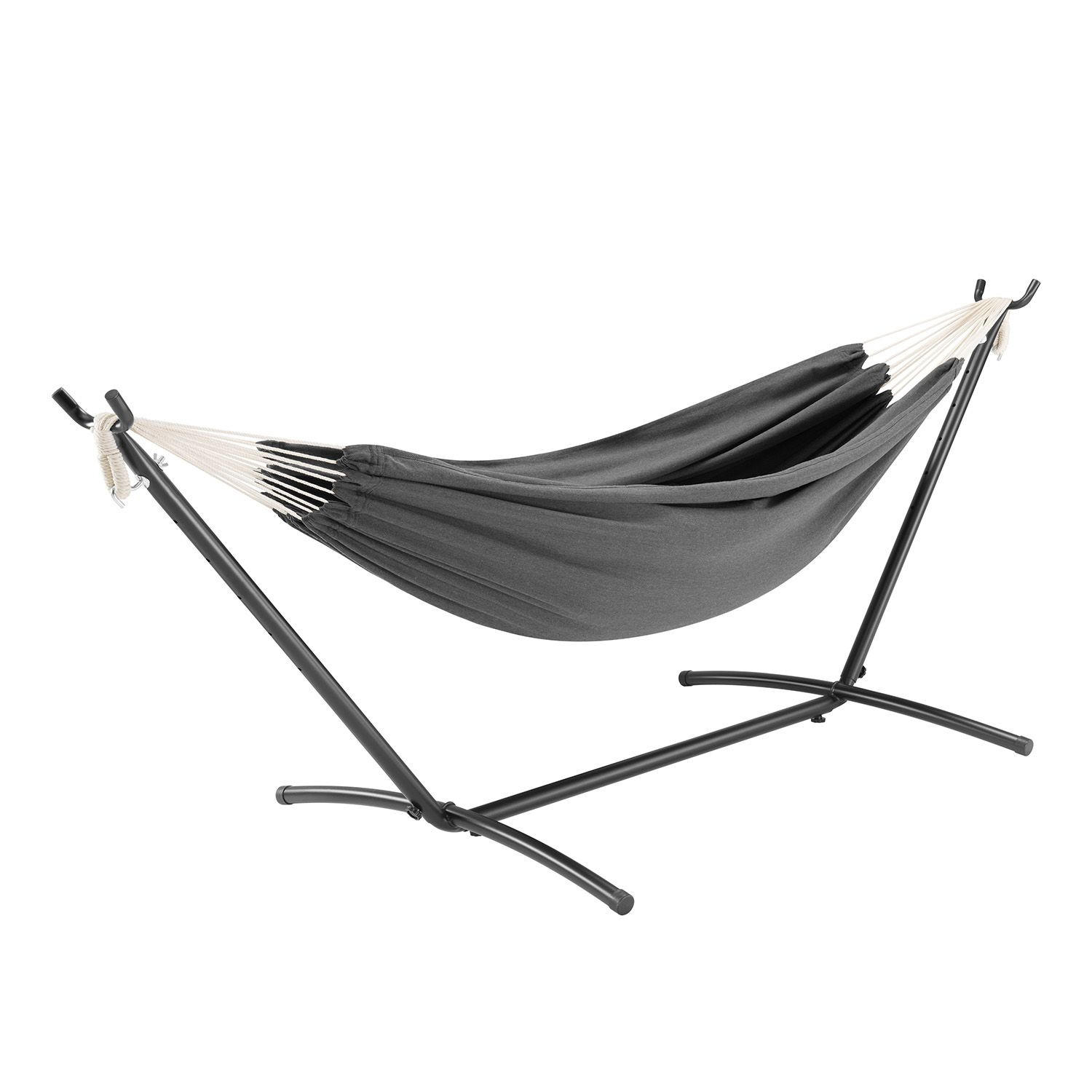 HÄNGEMATTE Paya anthrazit 281x107x96 cm - Grau, Textil/Metall (109/101/279cm) - Juskys