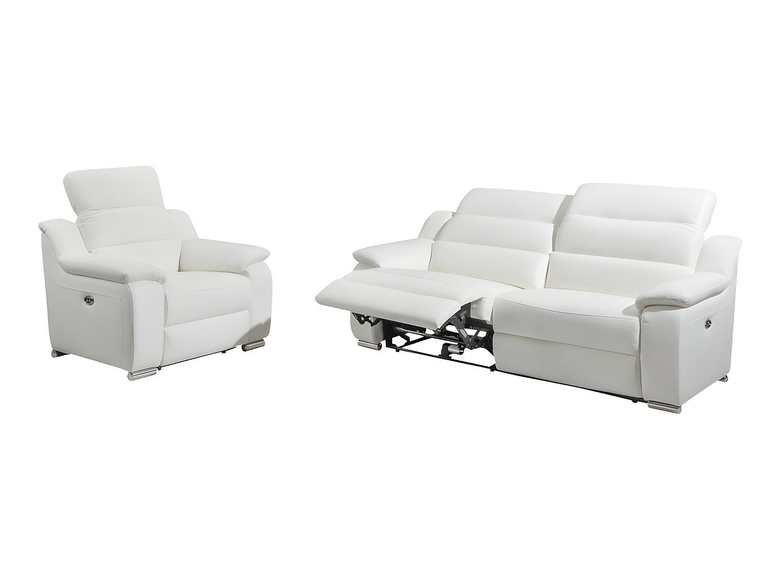 SOFAGARNITUR mit Relaxfunktion - 4 Personen-Sitzer - Leder - Weiß - - Weiß, Leder (202/86/104cm) - Vente-Unique