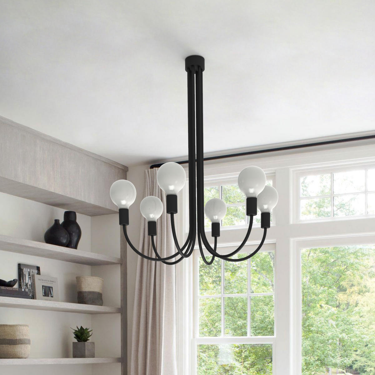 DECKENLEUCHTE - Schwarz, Metall (60/60/60cm) - Lumicom