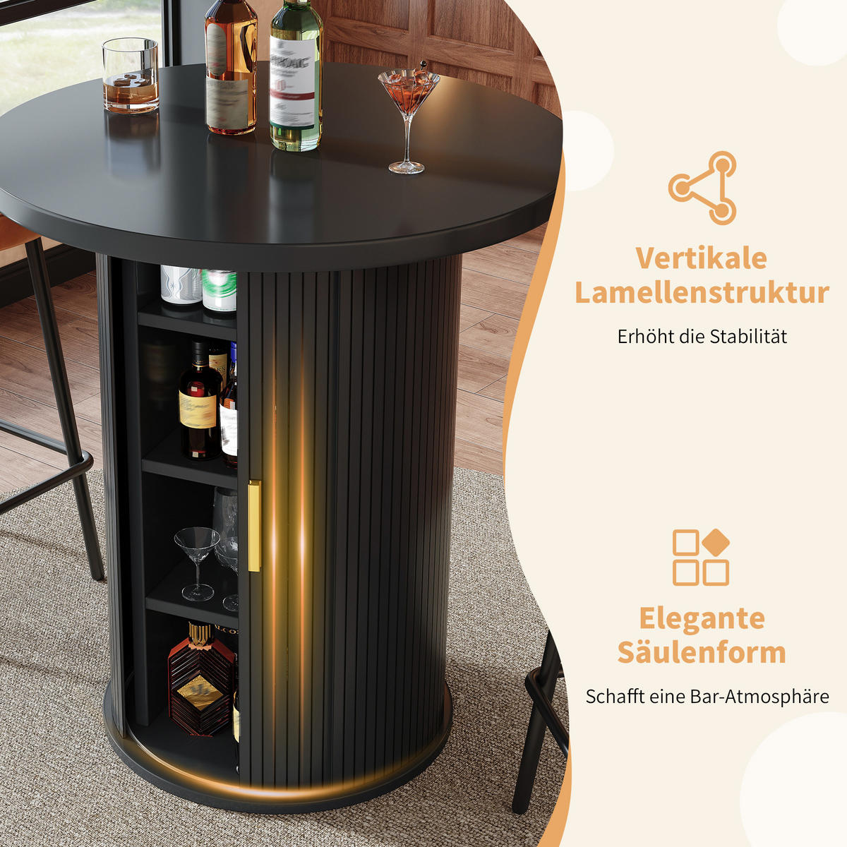 BARTISCH Schwarz 60/60/91,6 cm - Schwarz, Holz (60/60/91.6cm) - PANGIVO