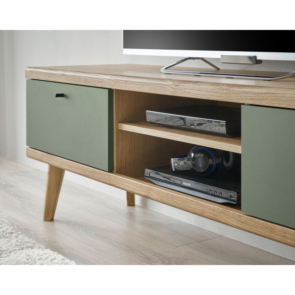 Thumbnail - Furn.Design Tv-Lowboard, Salbeigrün, Eiche, Metall, Nachbildung, Echtholz,Eiche, Holz Optik, Uni, 1 Fächer, Rechteckig, ...