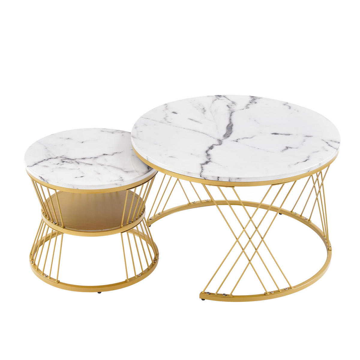 COUCHTISCH DE-01 Weiß 2-tlg. - Weiß, Holzwerkstoff (115/45/45cm) - ComfortXL