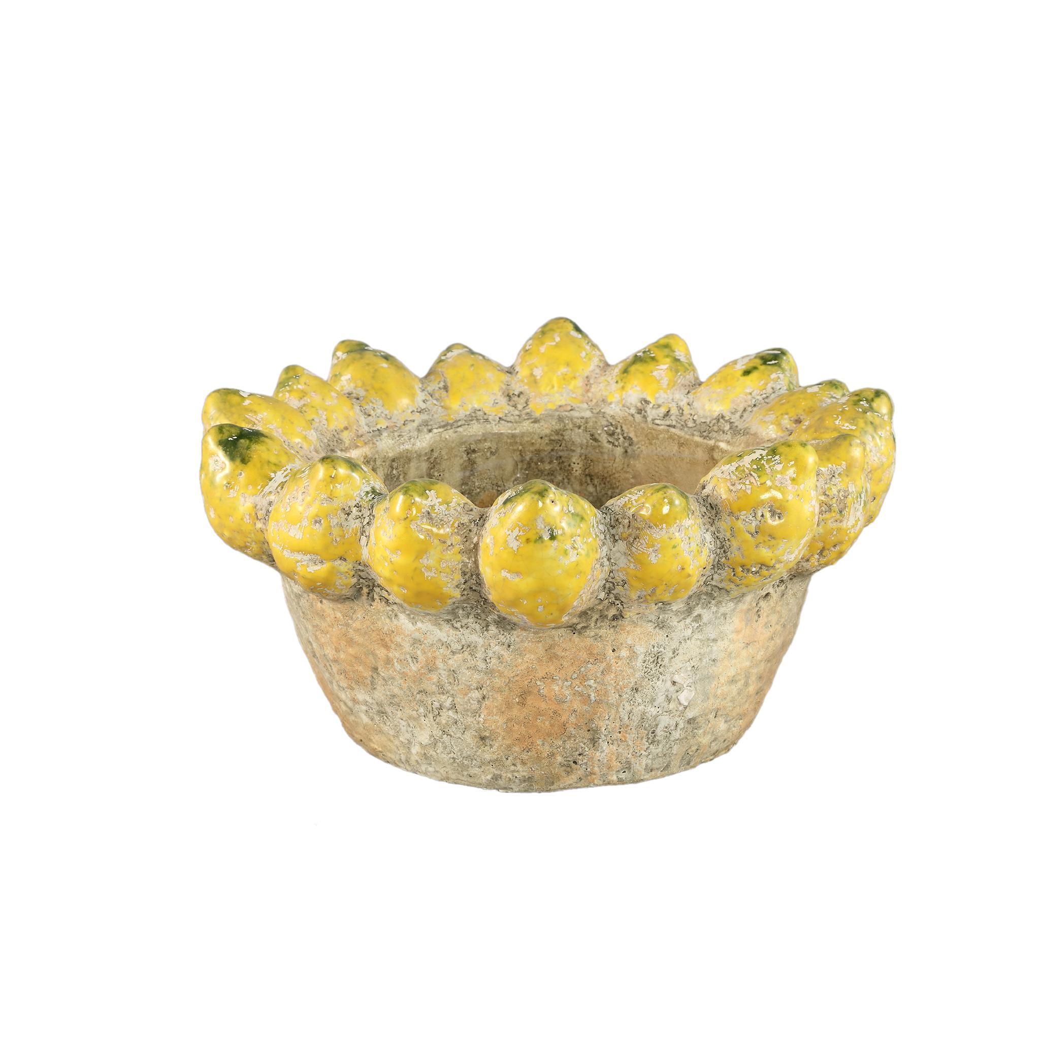 SCHALE Fruitsy Gelb 30/30/15cm - Gelb, Keramik (15cm) - PTMD Collection