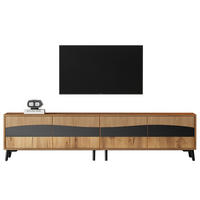 TV STOLEK v přírodní a černé barvě se 4 skříňkami, do obývacího pokoje, 180 × 40 × 50 cm - přírodní/černá, kompozitní dřevo (180/50/40cm) - STILVORA