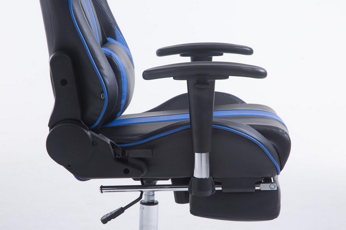 GAMINGSTUHL Limitless mit Fußablage, Schwarz/Blau - Blau, Textil/Metall (70/135/58cm) - TPFLiving