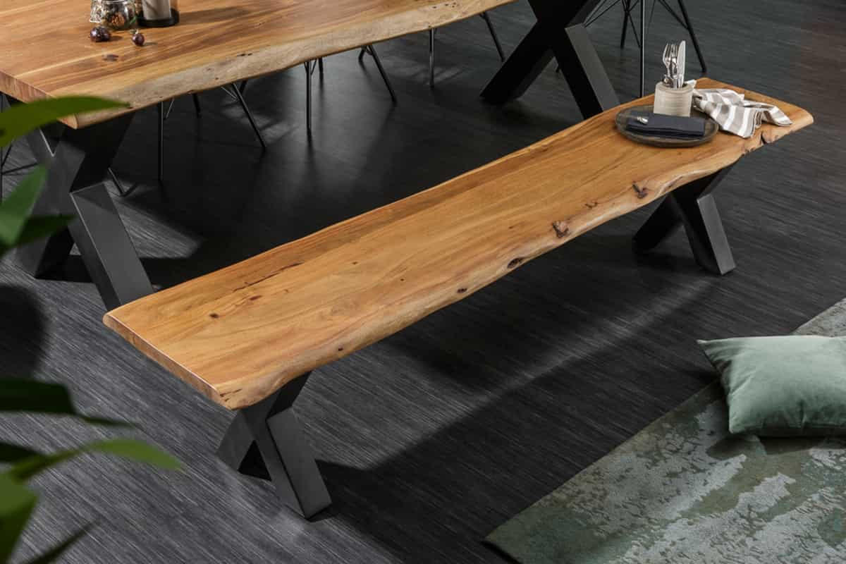 BANK MAMMUT NATURE Akazie Natur 160cm - Braun, Holz/Metall (160/45/40cm) - riess-ambiente