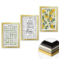 WANDBILDER 3er Set - 20x30 cm Goldrahmen - Bemalte Zitronen-Küchenkräuter - Goldfarben, Kunststoff (20/30cm) - ArtPrintCave