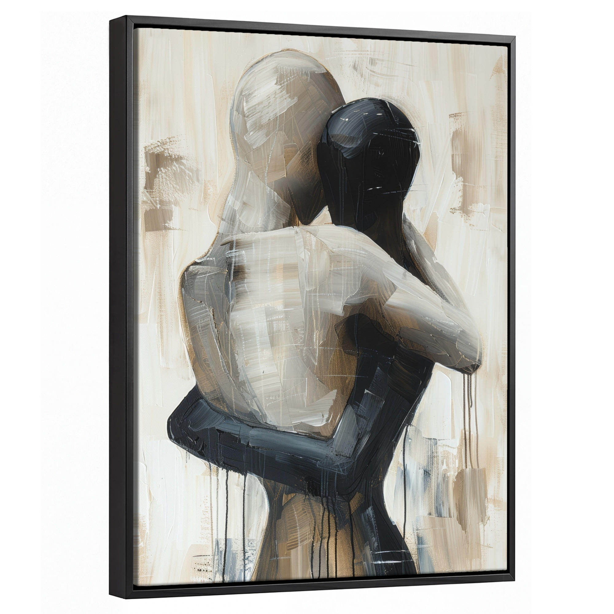 LEINWAND Bilder mit Rahmen - Abstrakt - Liebe - Schwarz und weiß - Modern - 30x40 - Schwarz, Textil (30/40cm) - MuchoWow