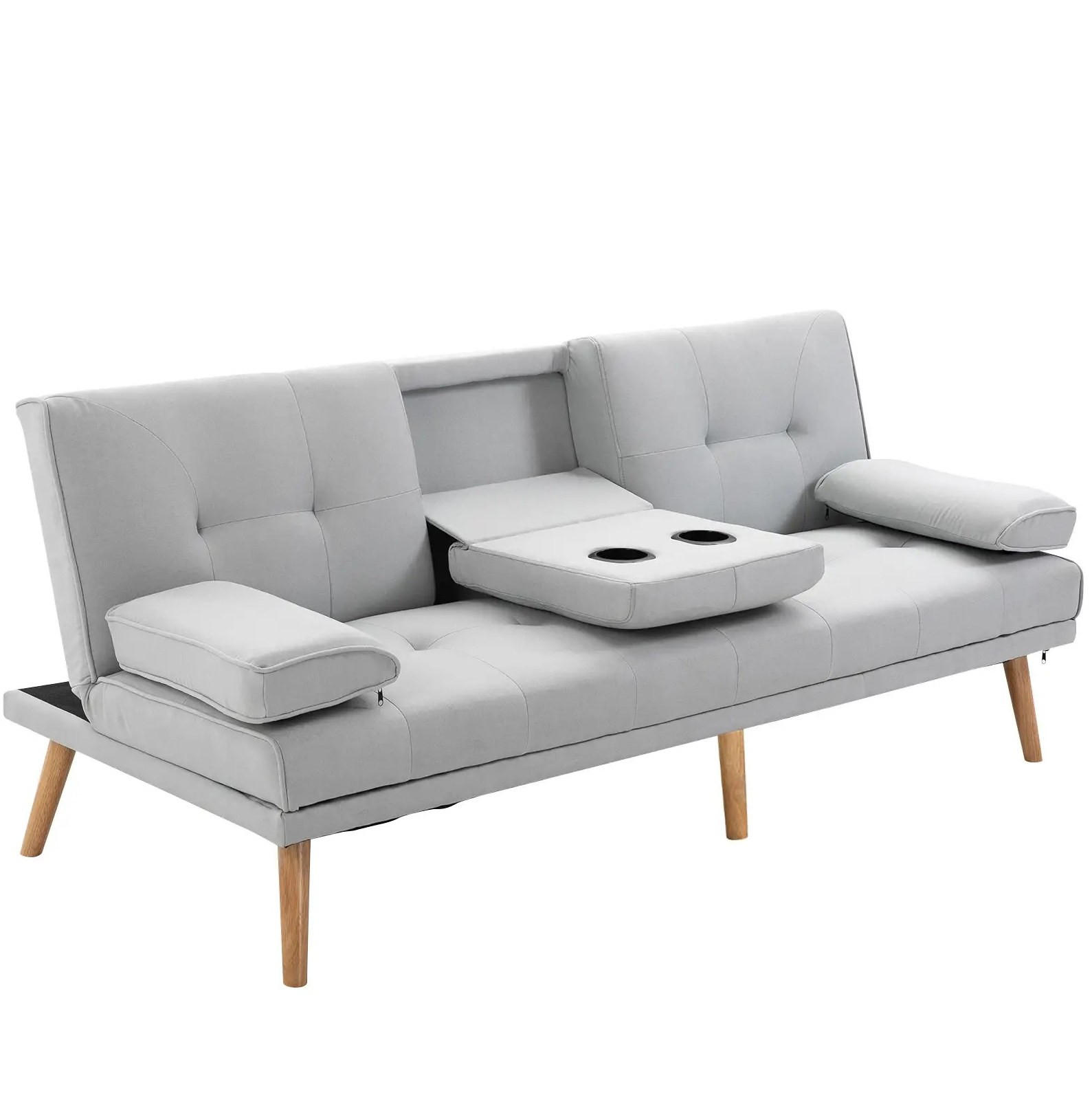 SCHLAFSOFA verstellbar 181 x 77 x 72 cm Polyester Light Gray - Hellgrau, Holzwerkstoff (181/78/77cm) - Meubliv