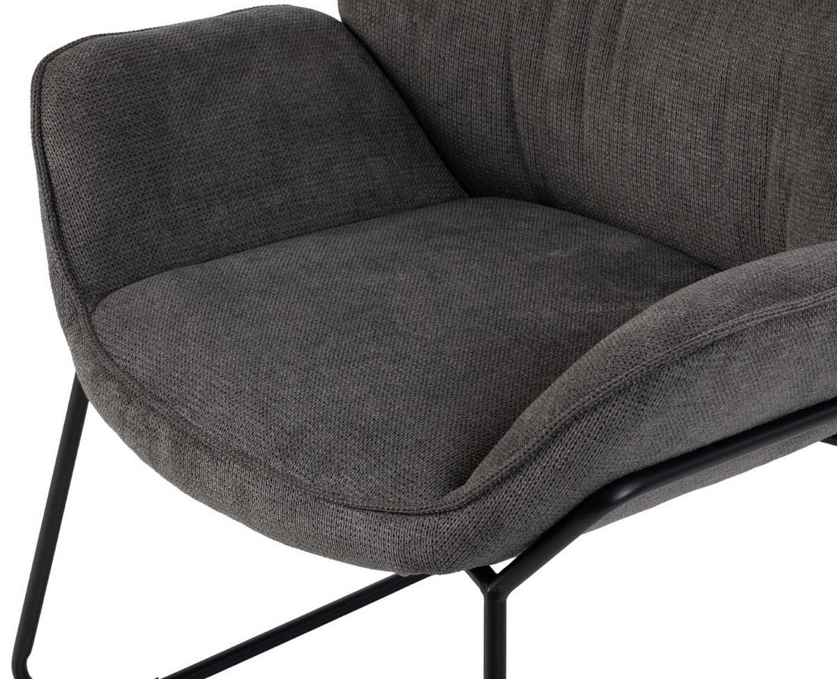 SESSEL Aliano - 4er Set - dunkelgrau - Dunkelgrau/Schwarz, Textil/Metall (67/76/73cm) - bene living