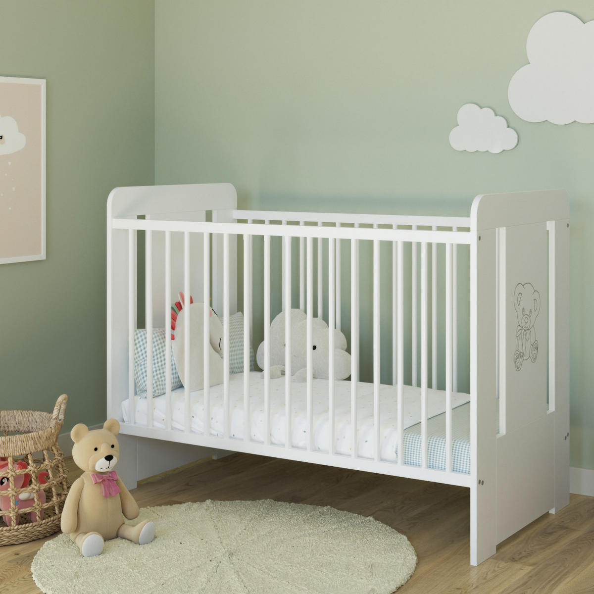 KINDERBETT Teddy - Weiß, Holz (60/120cm) - Kids Collective