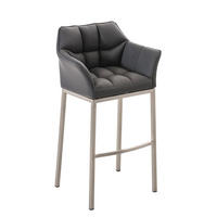 BARHOCKER Damaso 110x64x48 cm grau - Grau, Leder (64/110/48cm) - furnicato