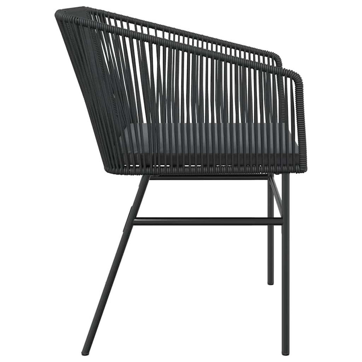 GARTENSTÜHLE 2er Set Mit Kissen Schwarz Poly Rattan - Schwarz, Kunststoff (63/83/63cm) - vidaXL