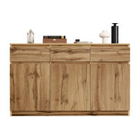 SIDEBOARD 135/40/81 cm mit 3 Türen, 3 Schubladen und verstellbaren Einlegeböden aus Spanplatte, Naturholzfarben - Naturfarben, Holzwerkstoff (135/81/40cm) - Redom