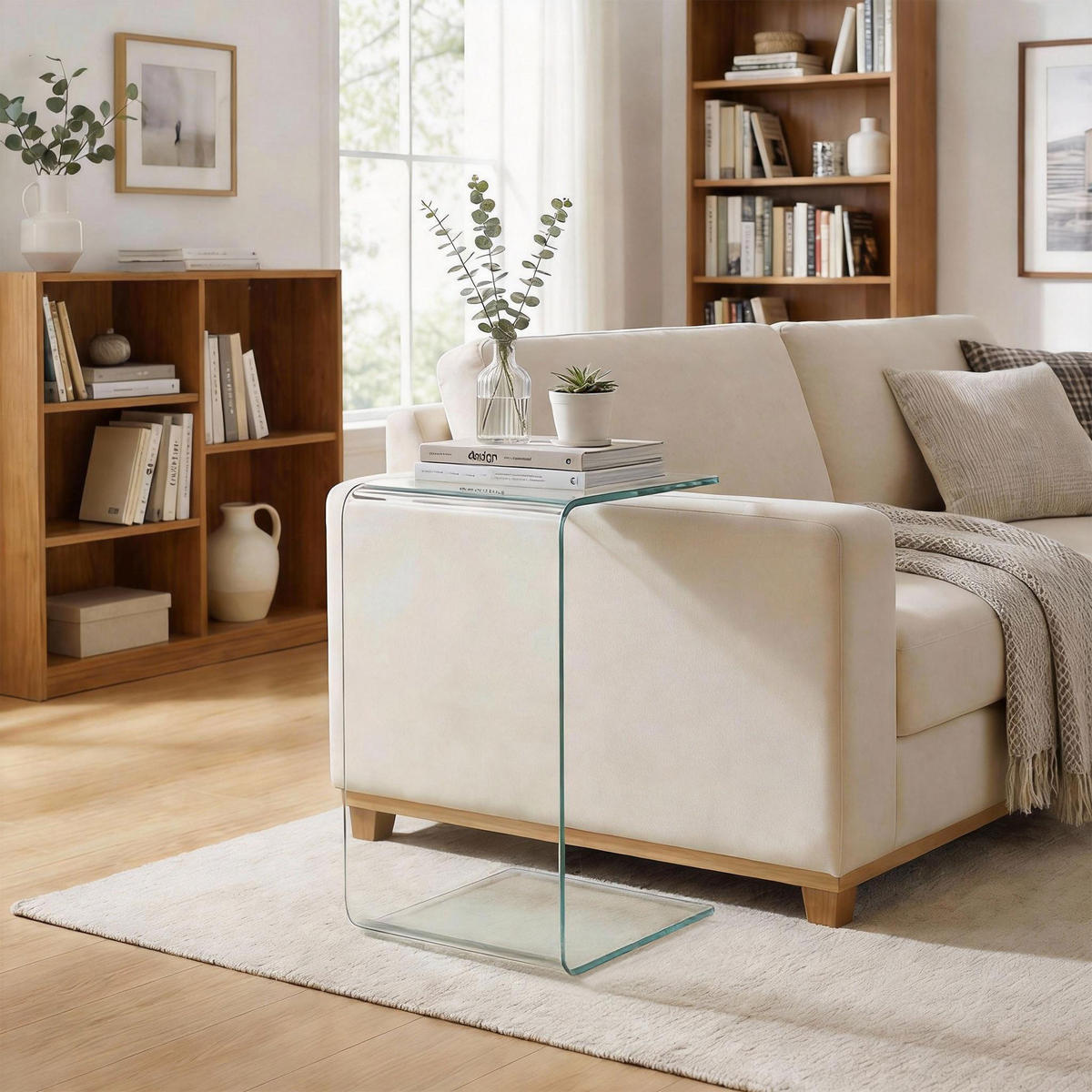 COUCHTISCH DE-08754 einteiliges Design, 80x45 cm Transparent - Transparent, Glas (80/45/35cm) - ComfortXL