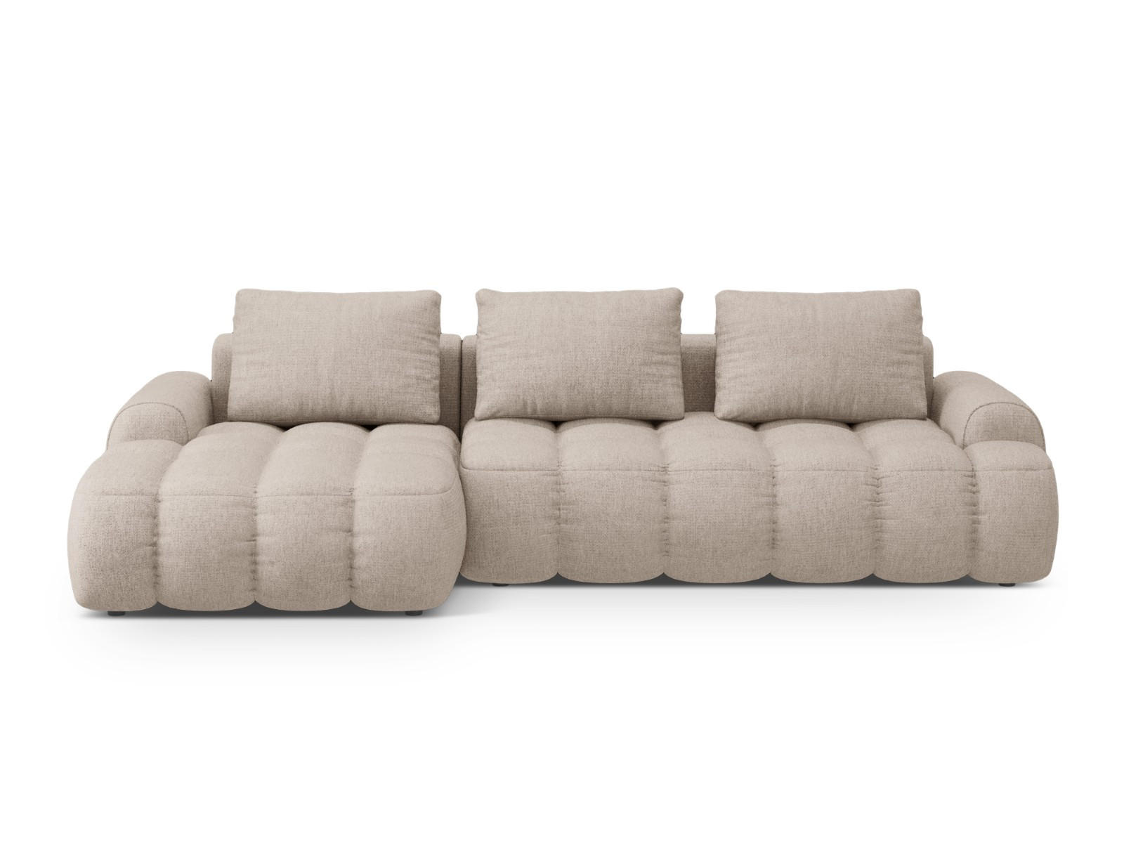 AUSKLAPPBARES-ECKSOFA links mit Container Linz aus strukturiertem Stoff sandfarben 3 Sitzplätze - Sandfarben, Textil (142/275cm) - Cosmopolitan Design