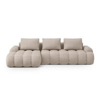 AUSKLAPPBARES-ECKSOFA links mit Container Linz aus strukturiertem Stoff sandfarben 3 Sitzplätze - Sandfarben, Textil (142/275cm) - Cosmopolitan Design