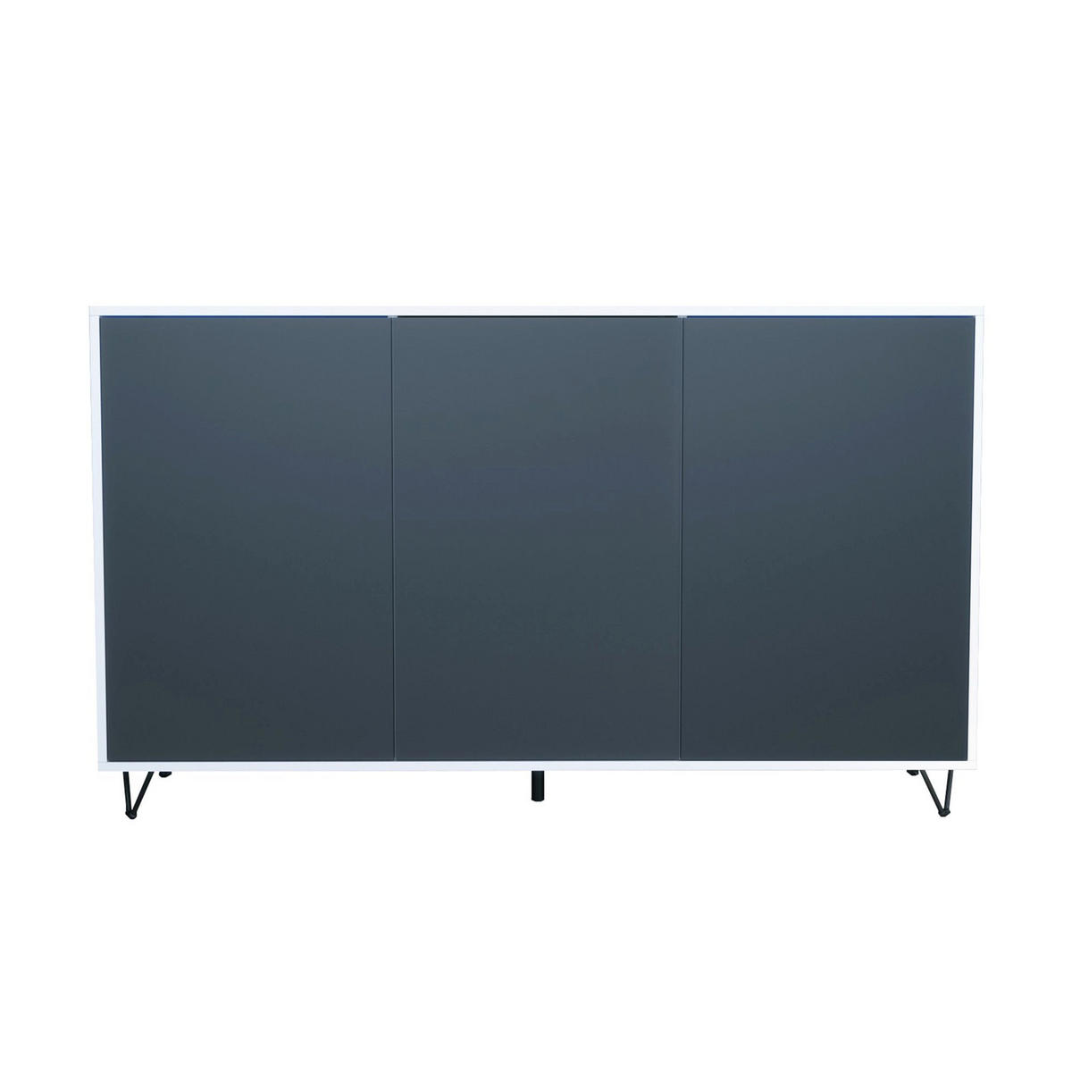 SIDEBOARD Elisa, Kommode mit Push-to-Open, Made in Germany, Moderner Schrank, Weiß matt/Anthrazit matt (152,5 x 90,5 x 37 cm) - Anthrazit, Holzwerkstoff (152.5/90.5/37cm) - InnoFurn