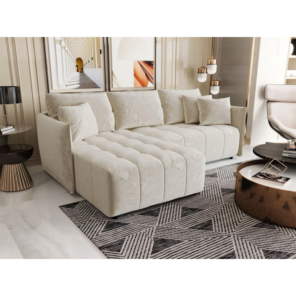 Thumbnail - Fun Möbel Ecksofa, Creme, Textil, Ottomane links, 245x185 cm, Wohnzimmer, Sofas & Couches, Wohnlandschaften, Ecksofas