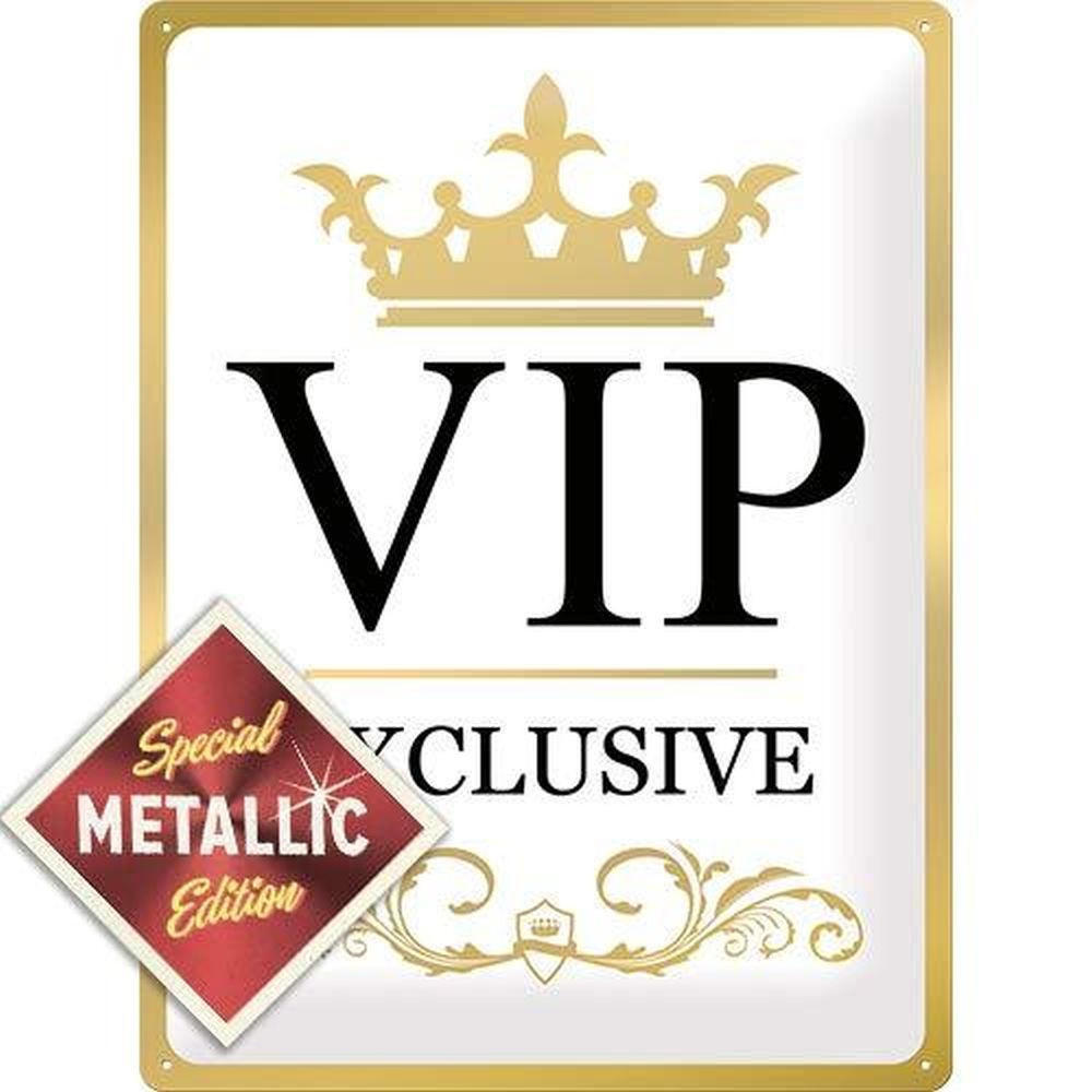BLECHSCHILD 30/40 cm VIP Exclusive Gold Weiss - Multicolor, Metall (30/40/0.2cm) - Nostalgic-Art