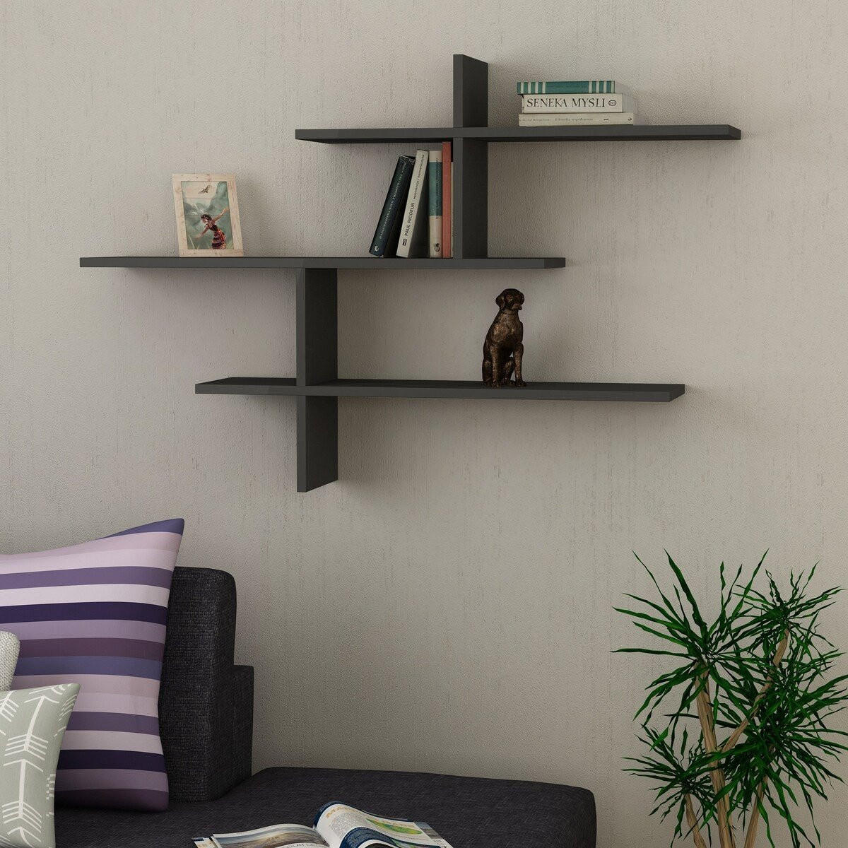 WANDREGAL Leo 123/22/80 cm - Anthrazit, Holzwerkstoff (123/80.5/22cm) - Calicosy