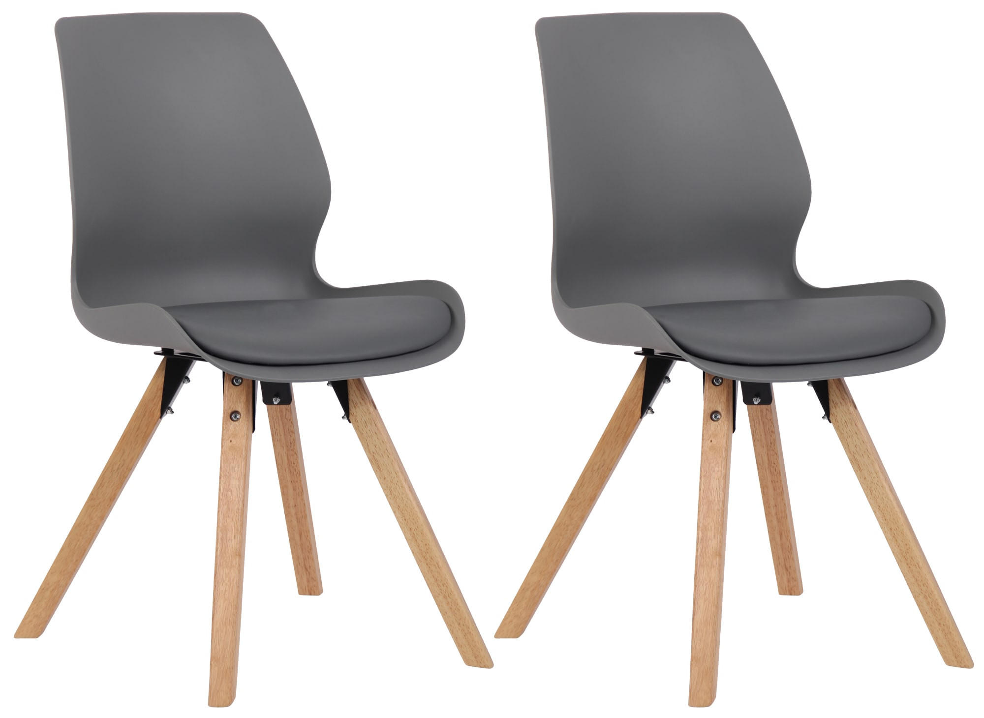 STUHL 2er Set Kunststoff grau - Eukalyptusholzfarben/Grau, Holz/Kunststoff (48/87/58cm) - CLP
