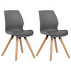 STUHL 2er Set Kunststoff grau - Eukalyptusholzfarben/Grau, Holz/Kunststoff (48/87/58cm) - CLP