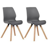 STUHL 2er Set Kunststoff grau - Eukalyptusholzfarben/Grau, Holz/Kunststoff (48/87/58cm) - CLP