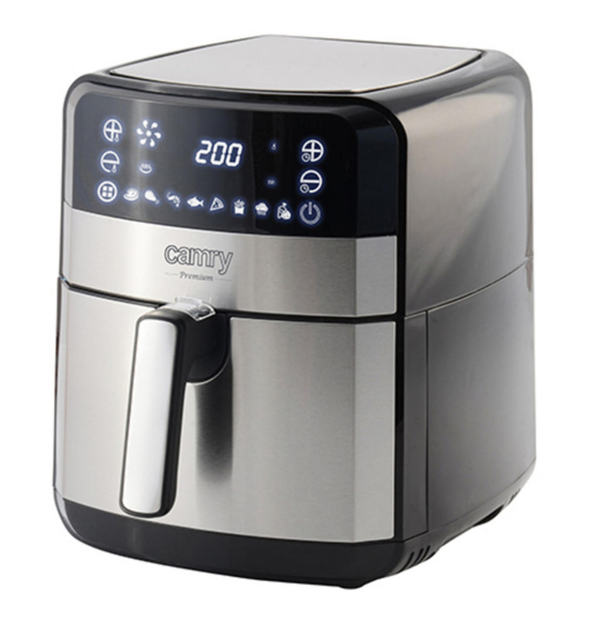 HEISSLUFTFRITTEUSE XXL CR6311, 5L 2500W Airfryer, 9 Programme, Fettfrei Frittieren, 80-200°C, LED Touchscreen, Timer, Abnehmbarer Korb - Silberfarben, Kunststoff (28.5/33.5/36.5cm) - camry