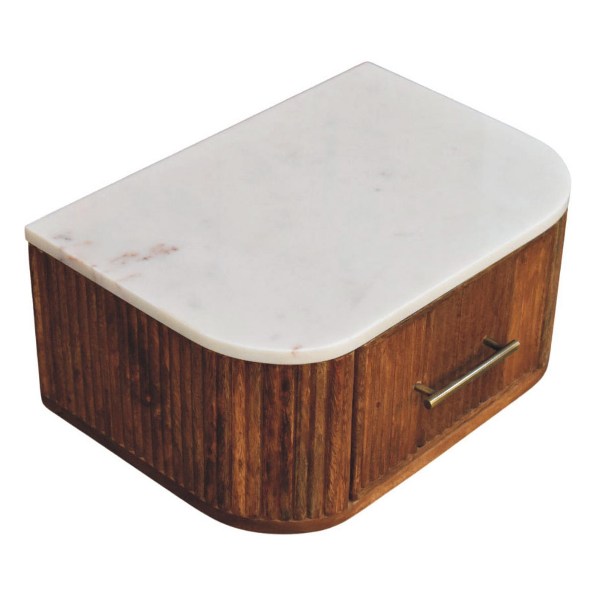 NACHTTISCH mit Golden-Teak-Finish, Marmorplatte oben, 1 Schublade, braun - Braun, Naturmaterialien/Holz (44/20/31cm) - Artisan Furniture