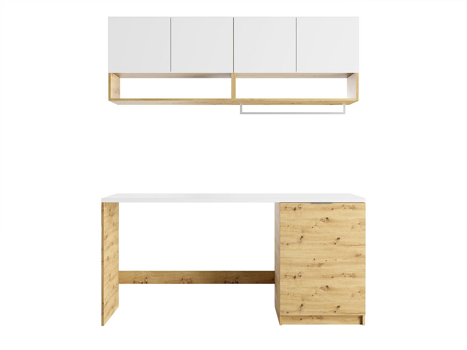 WASCHMASCHINENMÖBEL - 182 cm x 60 cm - Holz, Platte - Naturfarben Hell, Weiß - NATAJI - Naturfarben/Weiß, Holz (182/88/60cm) - Vente-Unique