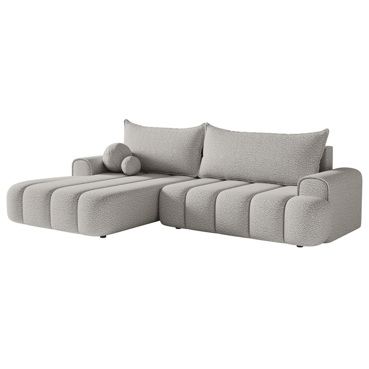 ECKSOFA Dandelino Hellgrau mit Bouclé-Bezug, links - Hellgrau/Schwarz, Kunststoff/Textil (271/172cm) - Selsey
