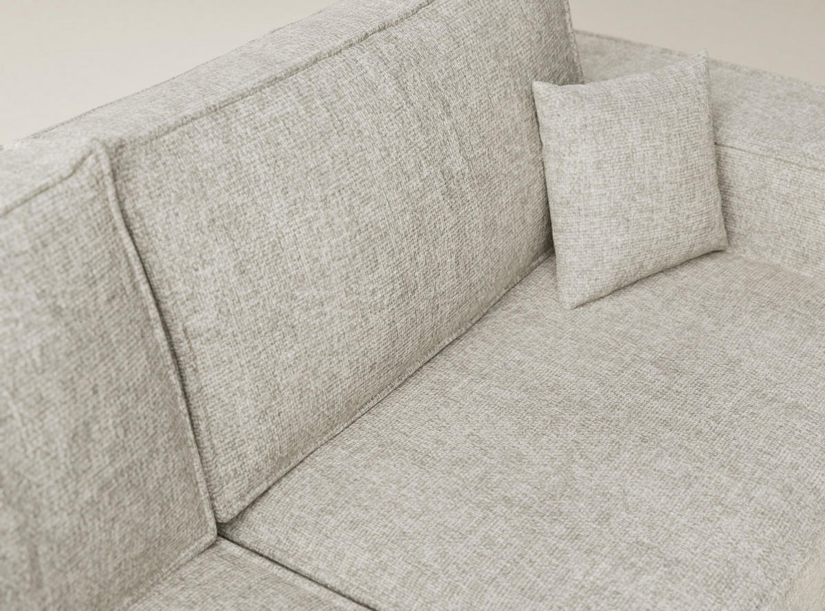 ECKSOFA MIT SCHLAFFUNKTION Tonga Hellbeige Chenille-Stoff - Beige/Schwarz, Holz/Holzwerkstoff (105/225cm) - Maison de Reve
