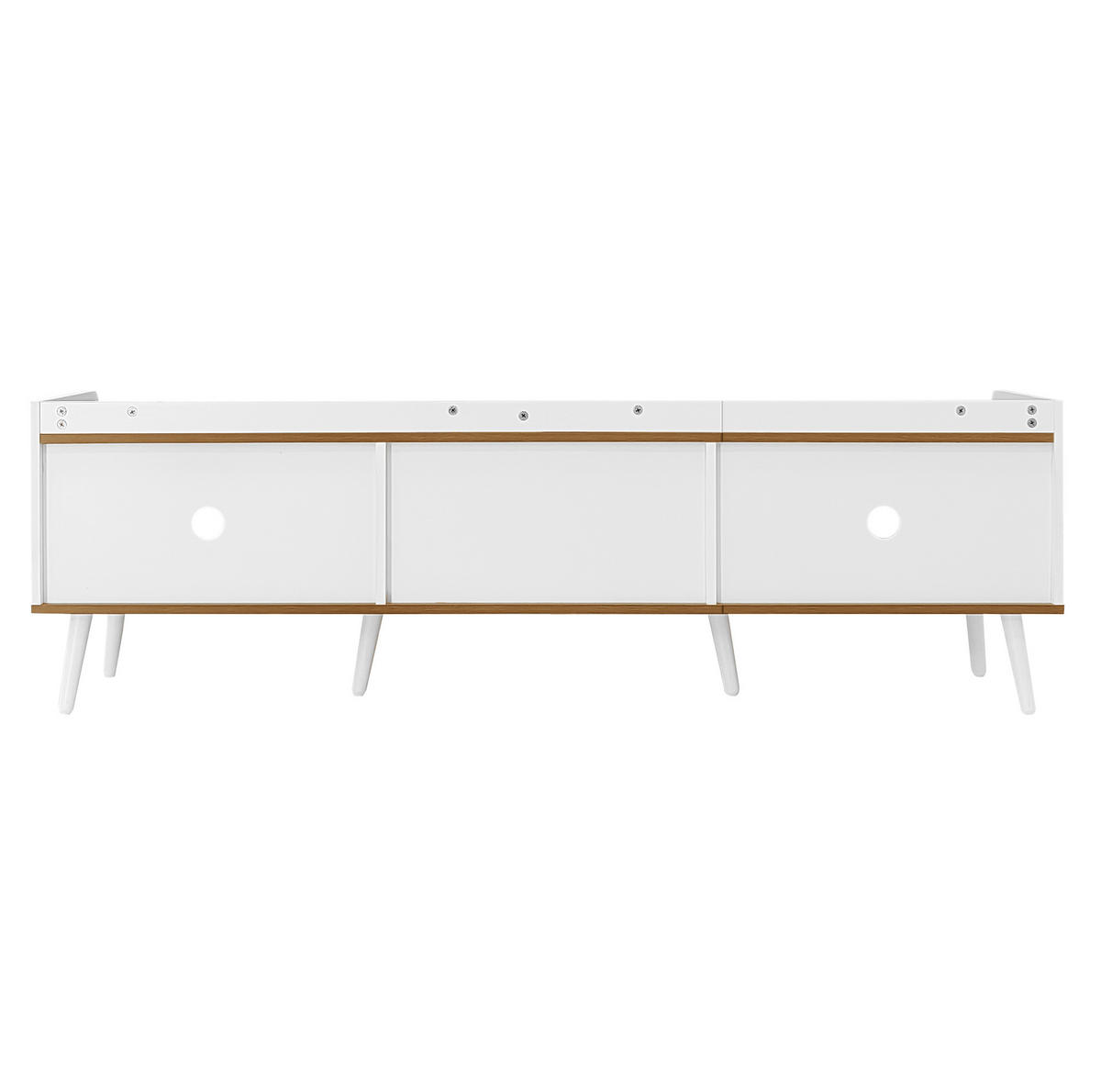 LOWBOARD 160/39/49.5 cm Natur/Weiß aus MDF und Spanplatte mit 3 Türen - Weiß, Holzwerkstoff (39/49.5/160cm) - OKMYHOME