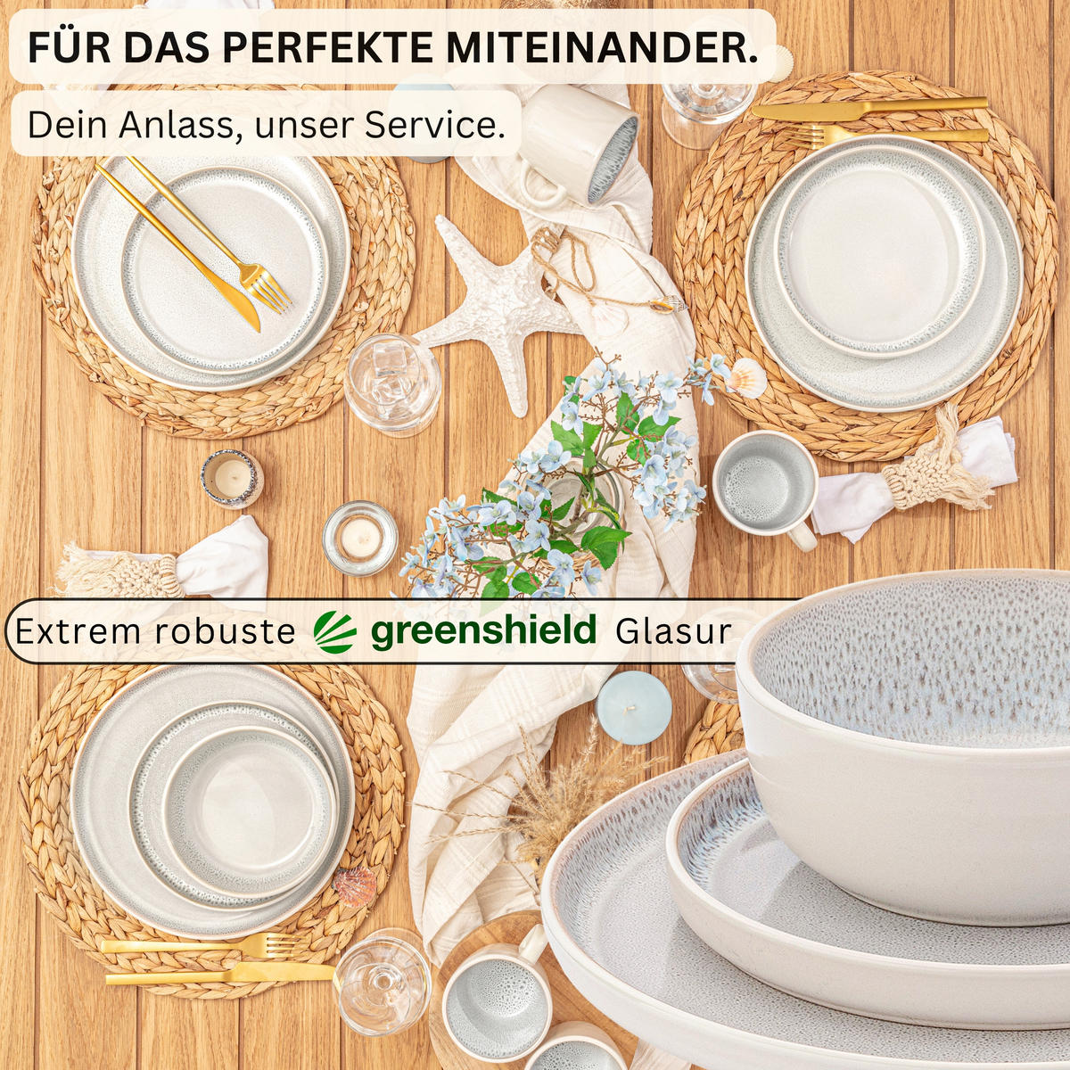 KOMBISERVICE KRETA - 24 teilig aus Steingut - Creme, Stein (50/30/80cm) - Sänger