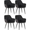 ARMLEHNENSTUHL 4er Set Samt Schwarz - Schwarz, Textil/Metall (56.5/84/61cm) - CLP