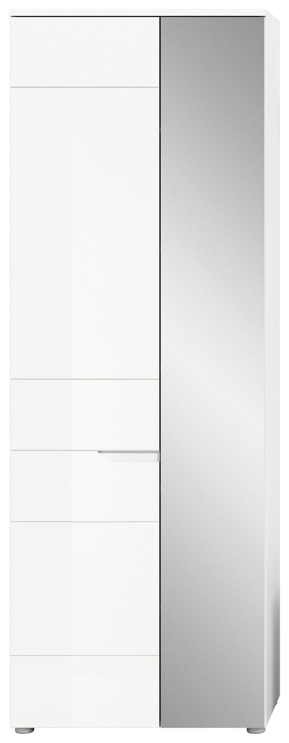 GARDEROBENSCHRANK SOLERO (B/H/T: ca. 68/193/37 cm) in Weiß/weiß hochglanz - Weiß, Holzwerkstoff (68/193/37cm)