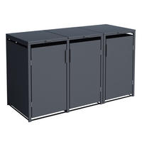 MÜLLTONNENVERKLEIDUNG Dublin - Mülltonnenbox für 3 - , Stahl verzinkt, anthrazit - Grau, Metall (198/116/80cm) - TPFGarden