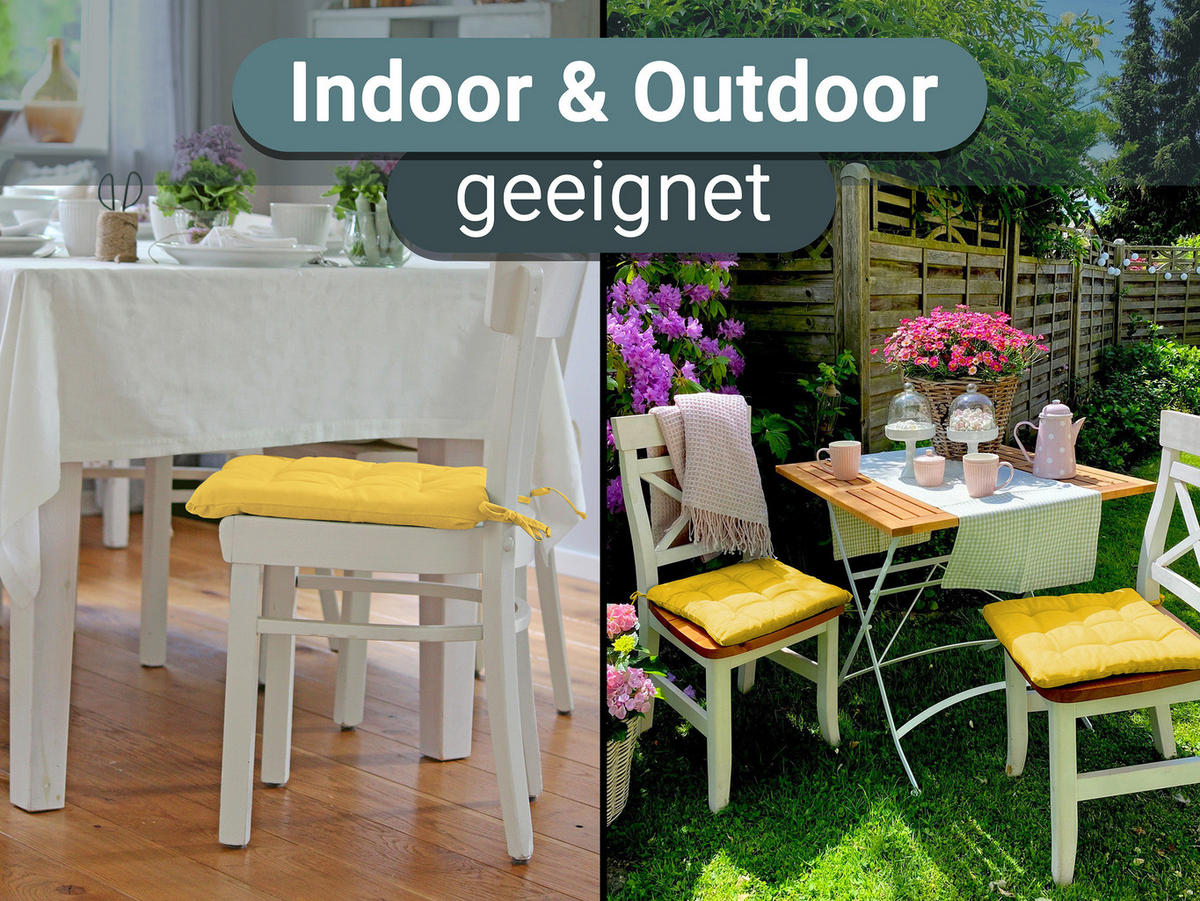 STUHLKISSEN, 4er-Set, 40x40 cm, 100% Polyester, Gelb - Gelb, Textil (40/40/3cm) - Zollner