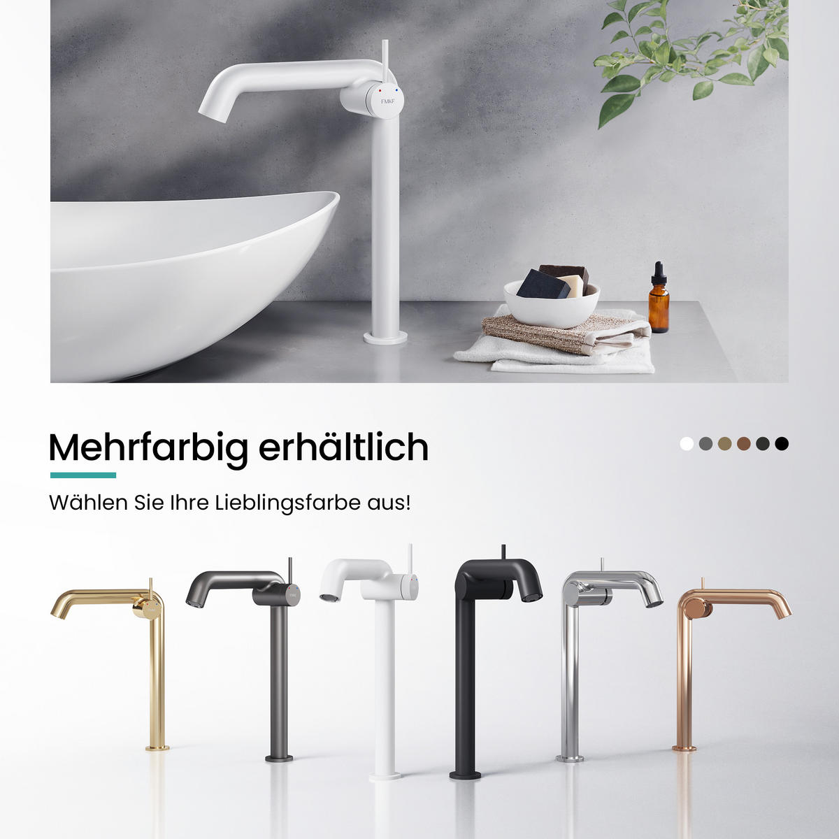 WASCHTISCHARMATUR Wasserzulaufrohr aus Edelstahl Weiß Matt 31/22 cm - Weiß, Metall (22/7.6/33.2cm) - EMKE