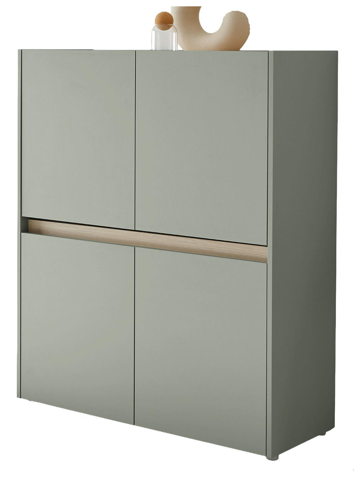 HIGHBOARD Salbei grün, Barista Eiche, Kommode 100 x 120 cm, Center - Salbeigrün/Eichefarben, Holz/Holzwerkstoff (100/120/40cm) - Furn.Design