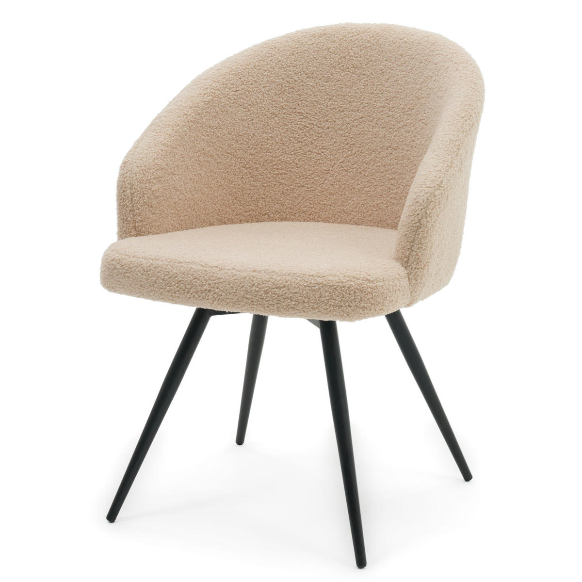 STUHL MODENA drehbar gepolsterter mit Steppung - dunkelbeige - Boucle Teddy - Beige/Schwarz, Textil/Metall (57/80/59cm) - NEW HOME