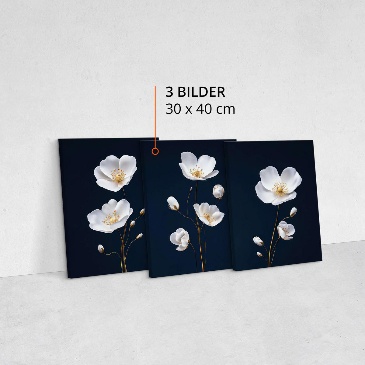 LEINWANDBILDER 3-es Set Feldblumen Natur - Blau/Beige, Textil (90/40cm) - Muralo